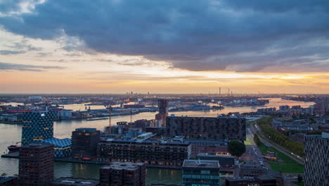 Rotterdam-Industrial-Skyline-Autumn-Sunset